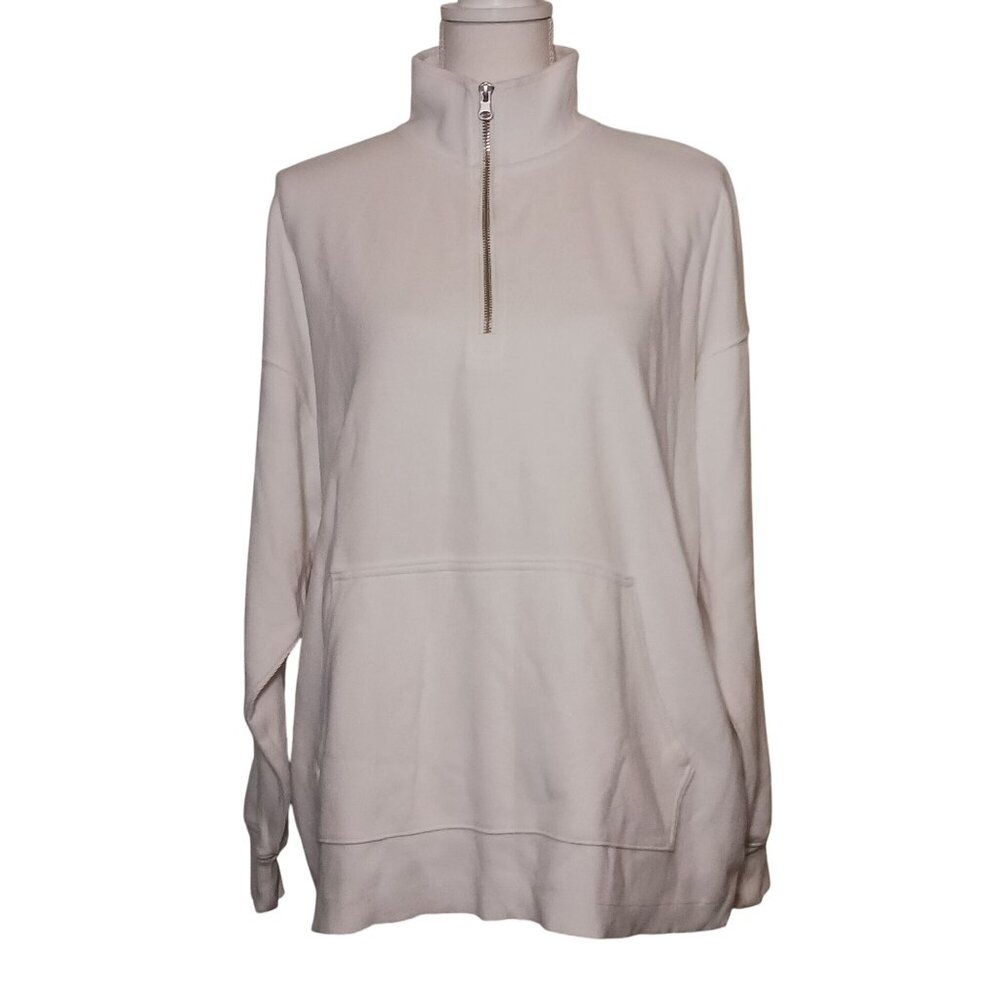 Aerie White Half-Zip Sweatshirt - Picture 2 of 13